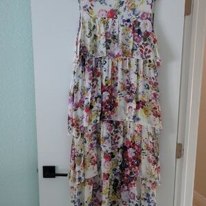 Otto D'Ame floral tiered ruffled cottage core feminine midi Dress wedding shower
